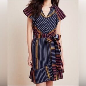 Anthropologie Ranna Gill Sibyl Shimmer Mini Dress Size Small V-neck Multicolor